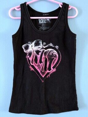 Metal Mulisha Black & Pink Tank Top Girls 10/12